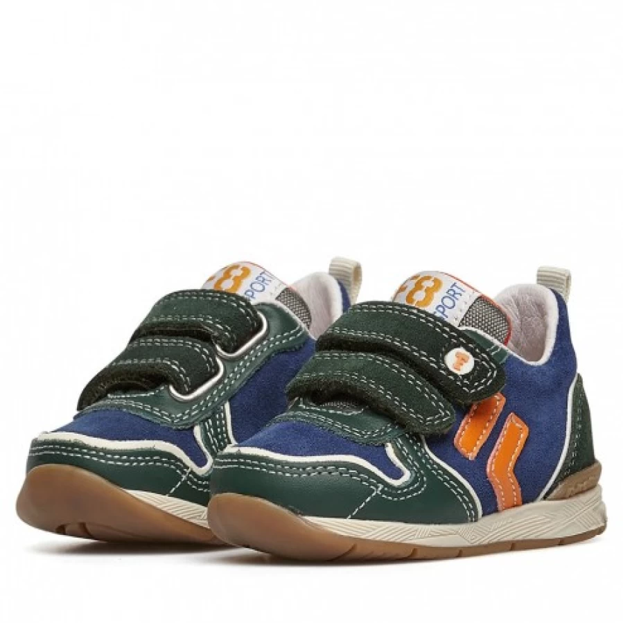 FALCOTTO Green Suede & Fabric Sneakers for Kids - Hack 2 Vl. Comfortable Shoes