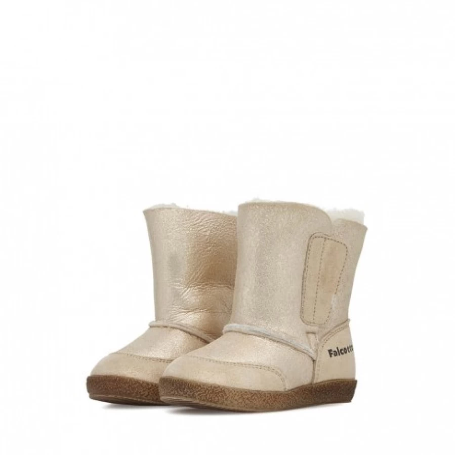 FALCOTTO Carl Platinum Glitter Shearling-Lined Suede Boots for Kids