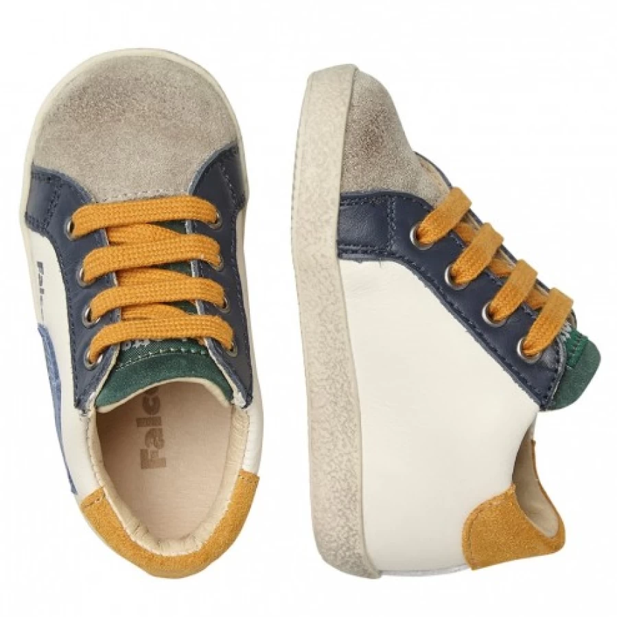 FALCOTTO Alnoite White & Dove Grey Leather Suede Sneakers for Men/Women - Comfortable Casual Shoes