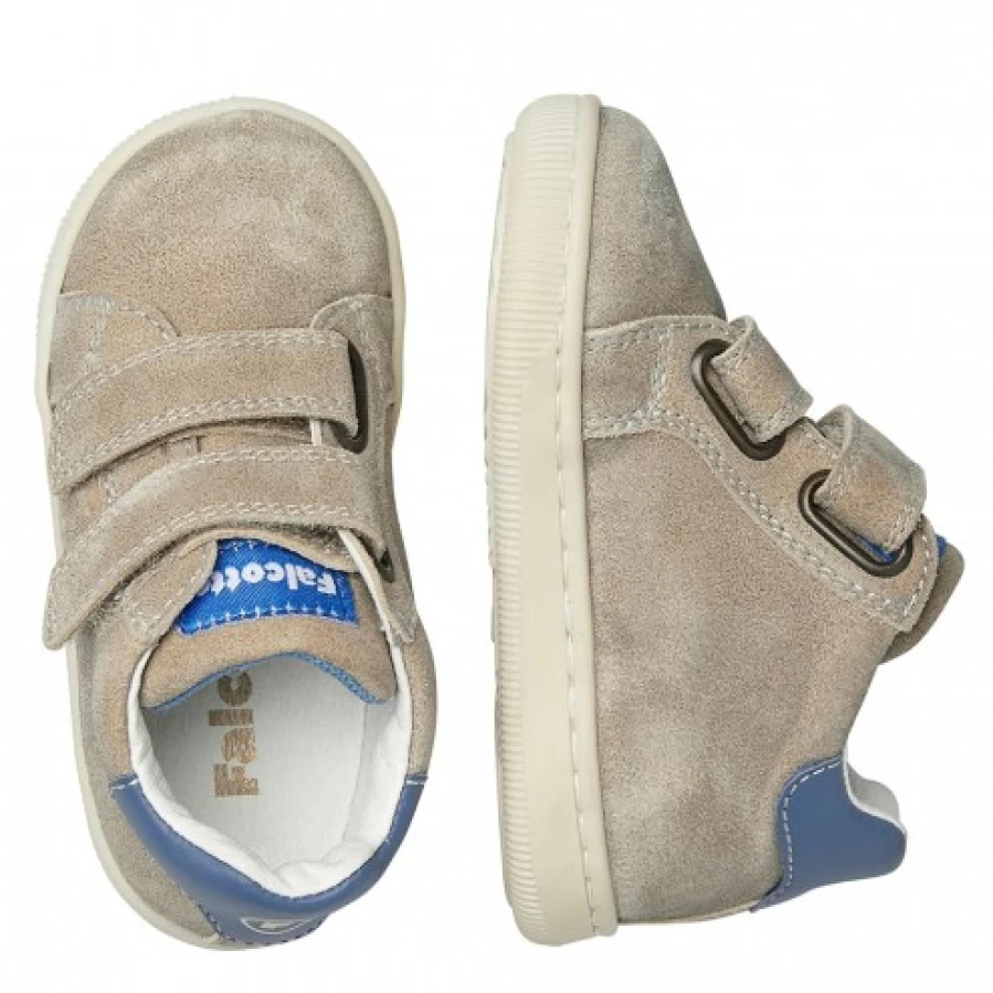 FALCOTTO Kiner VL Leather Suede Sneakers for Men Women - Light Grey Blue Casual Shoes