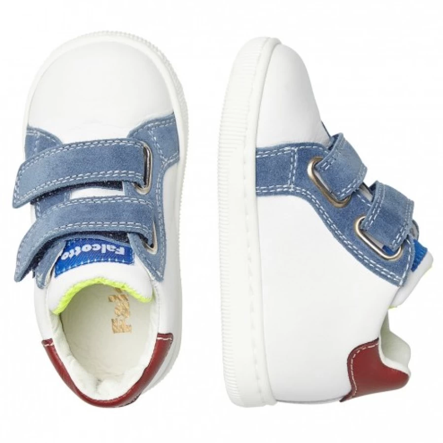 FALCOTTO Kiner VL White Blue Leather Suede Casual Sneakers for Men Women