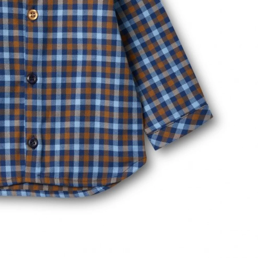 FALCOTTO Navy Checked Shirt for Men - Classic Plaid Casual Button-Up Shirt