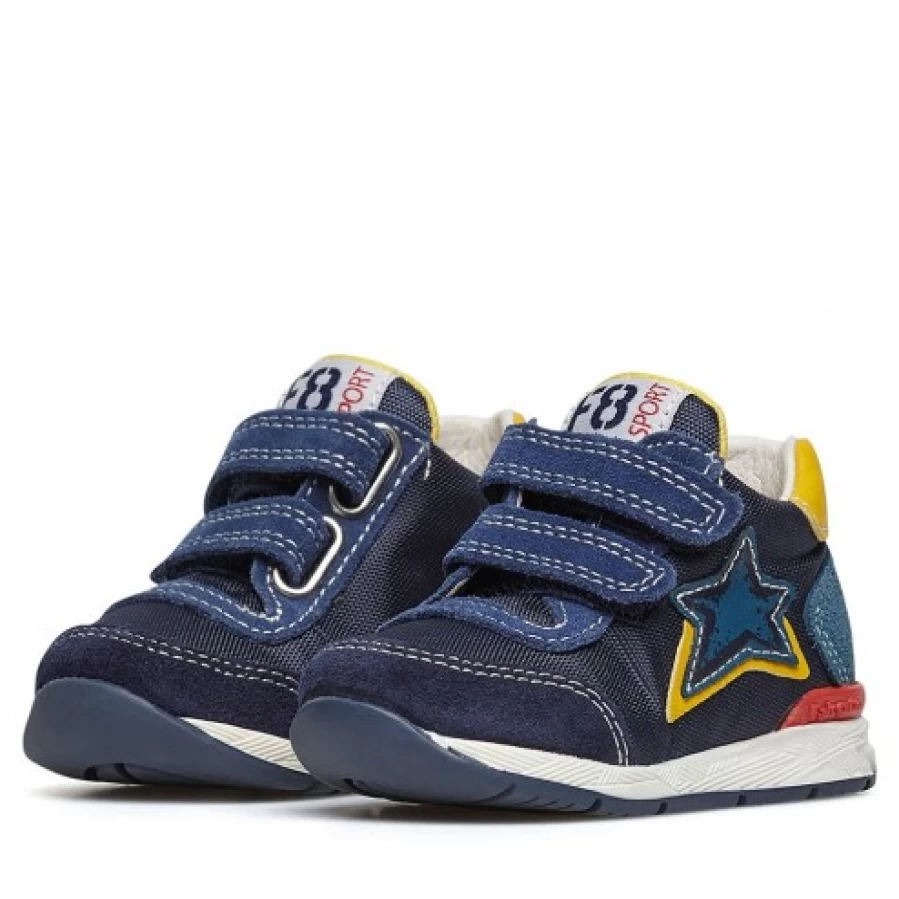 FALCOTTO Ferdi VL Navy Blue Leather & Technical Fabric Sport Sneakers for Men/Women