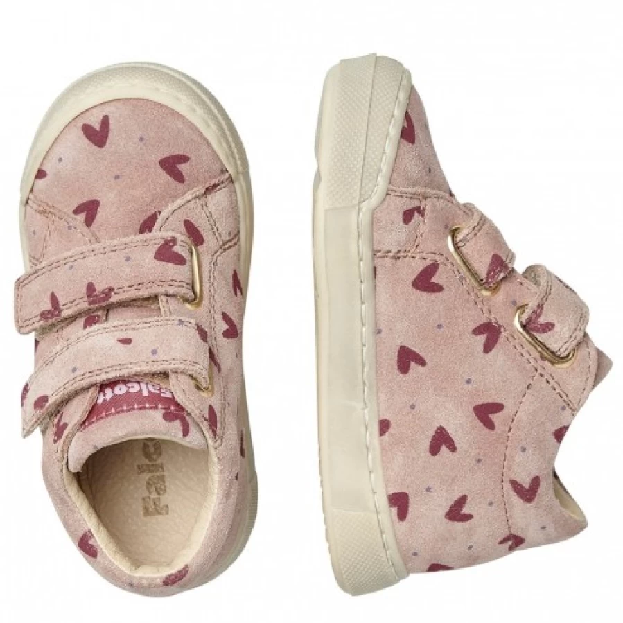 FALCOTTO Pink Suede Sneakers for Women with Hearts Print - Stylish Casual Shoes