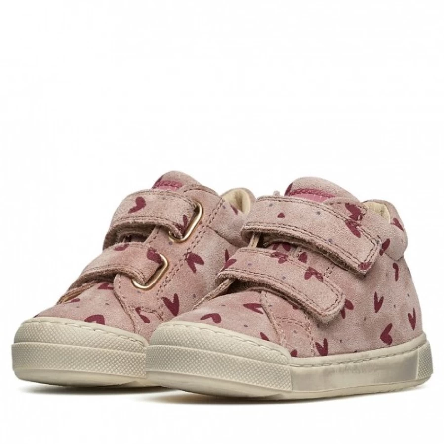 FALCOTTO Pink Suede Sneakers for Women with Hearts Print - Stylish Casual Shoes