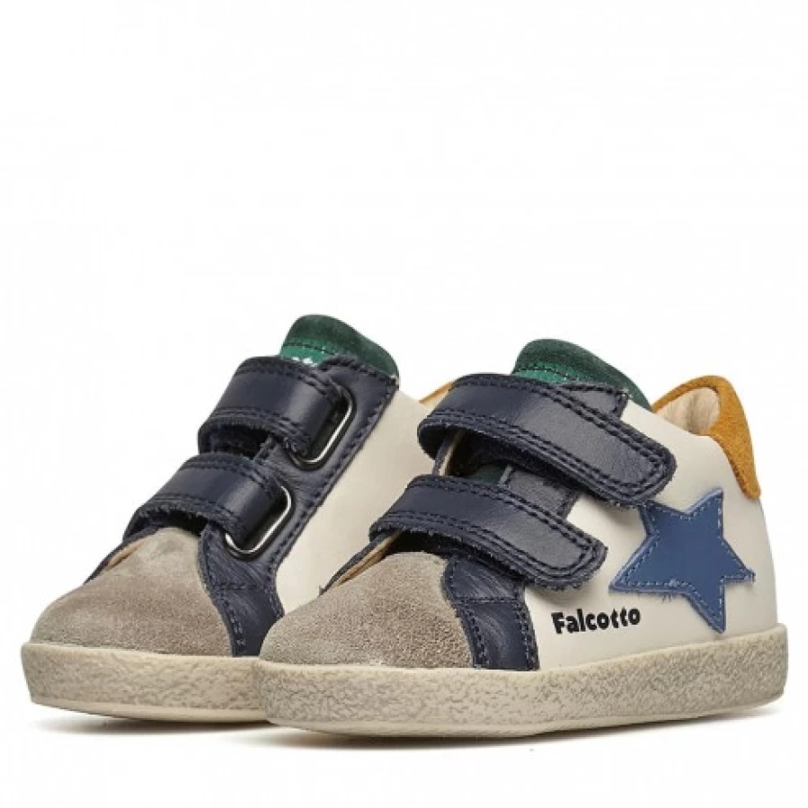 FALCOTTO Alnoite High VL Blue & Dove Grey Leather Suede Sneakers for Men/Women