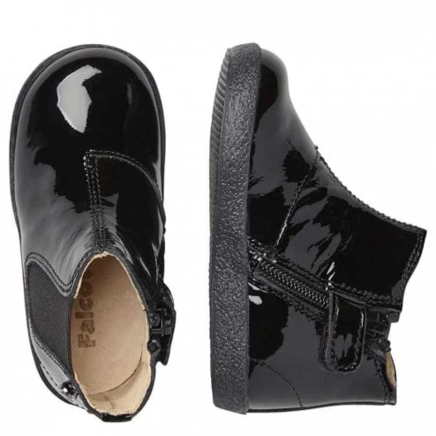 FALCOTTO Calvin Black Patent Leather Beatle Boots for Men - Stylish & Comfortable