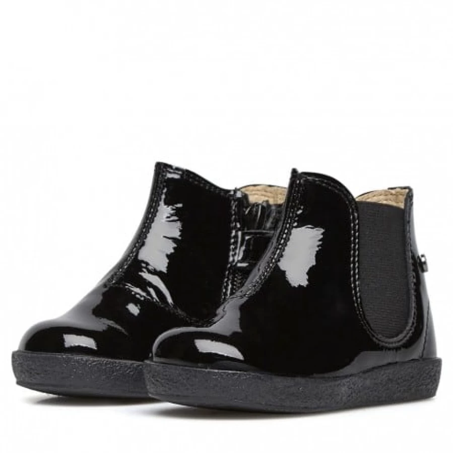 FALCOTTO Calvin Black Patent Leather Beatle Boots for Men - Stylish & Comfortable