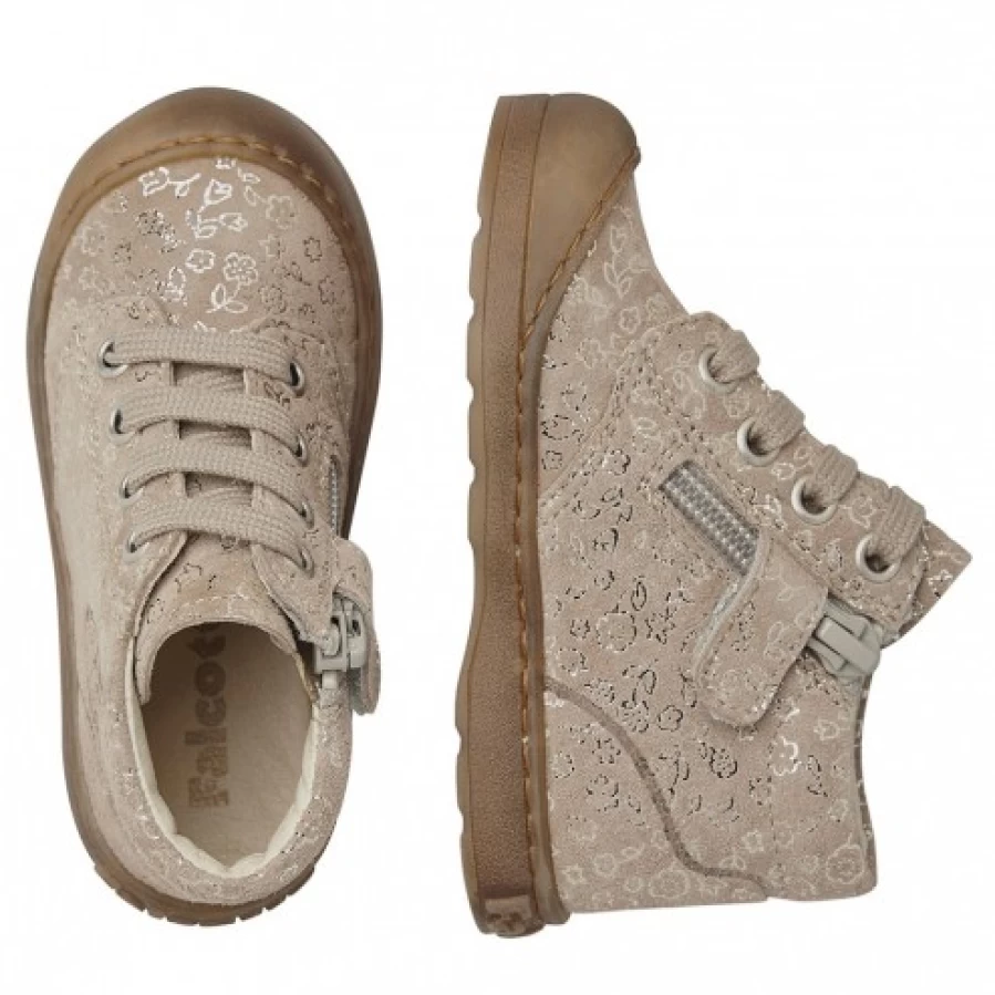 FALCOTTO Labloom Beige Suede Zip-Up Sneakers for Comfort and Style