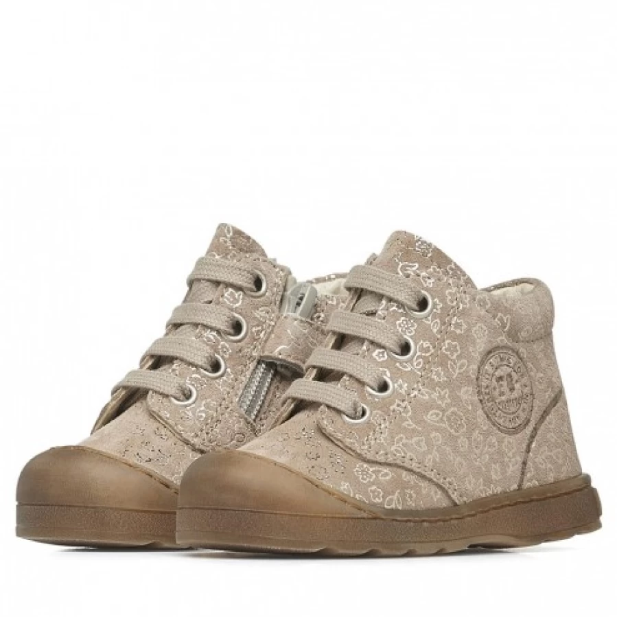 FALCOTTO Labloom Beige Suede Zip-Up Sneakers for Comfort and Style