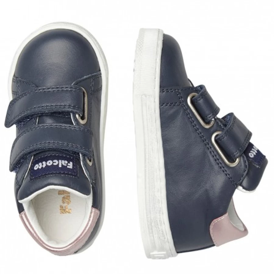 FALCOTTO Corrason VL Leather Sneakers for Men/Women - Navy Blue & Pink Casual Shoes