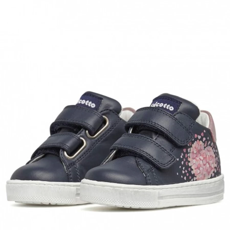 FALCOTTO Corrason VL Leather Sneakers for Men/Women - Navy Blue & Pink Casual Shoes
