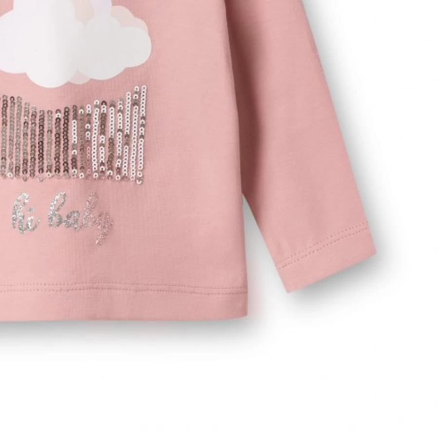 FALCOTTO Elsa Girls Long-Sleeve Rhinestone T-Shirt - Powder Pink Princess Top