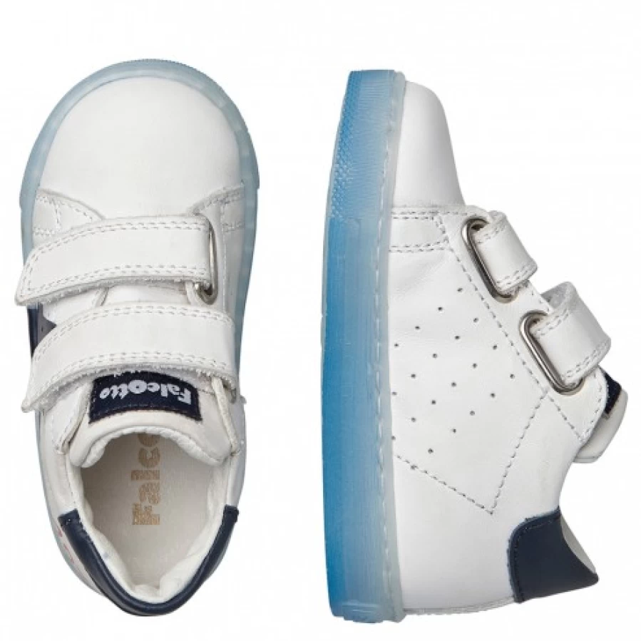 FALCOTTO Salazar VL White Navy Calfskin Print Sneakers for Men Women