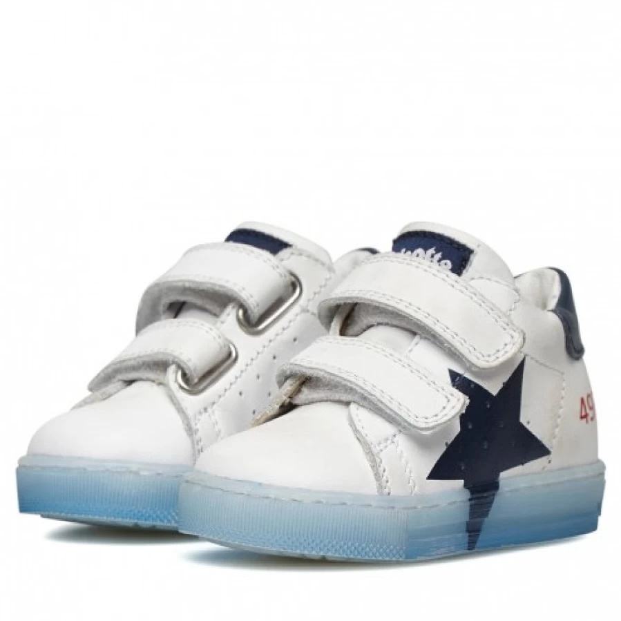 FALCOTTO Salazar VL White Navy Calfskin Print Sneakers for Men Women