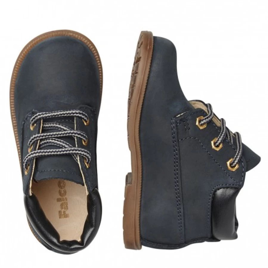 FALCOTTO Stambecco Blue Nubuck Lace-Up Boots for Kids - Waterproof Outdoor Hiking Shoes
