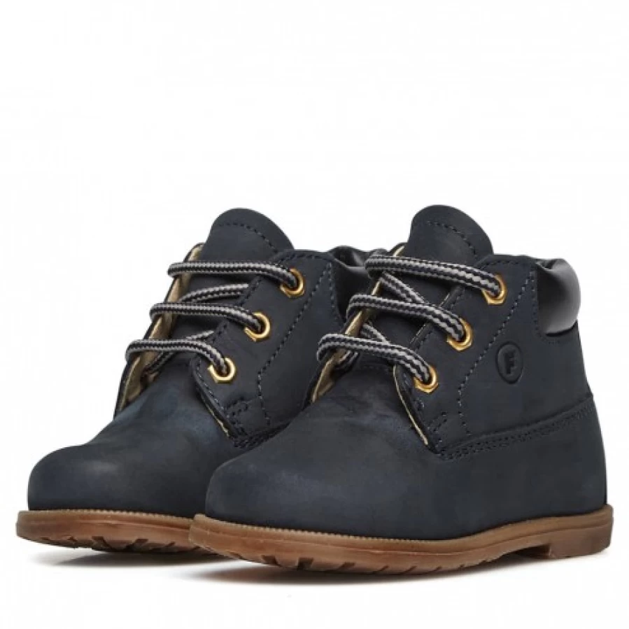 FALCOTTO Stambecco Blue Nubuck Lace-Up Boots for Kids - Waterproof Outdoor Hiking Shoes