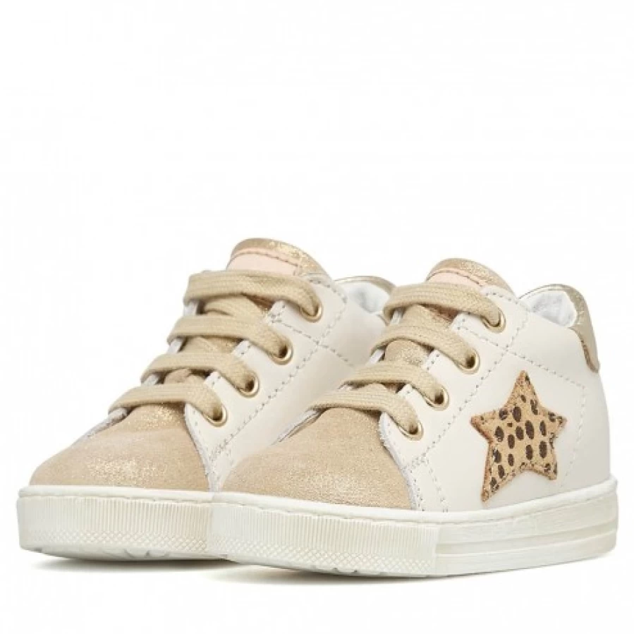 FALCOTTO Sasha Beige Platinum Leather Suede Sneakers for Women Luxury Comfortable Casual Shoes
