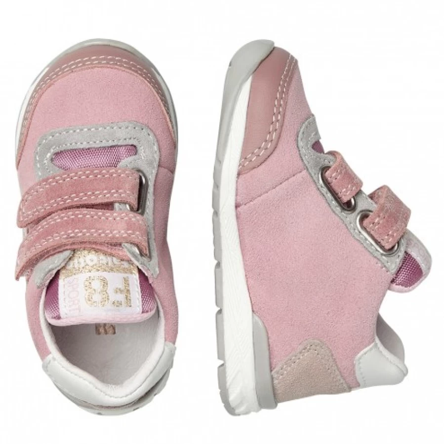 FALCOTTO Ferdi Vl. Sporty Sneakers for Kids - Pink Leather & Fabric Shoes for Active Play