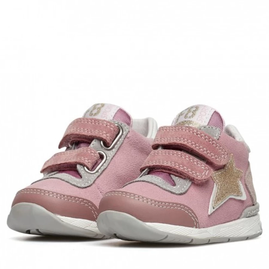 FALCOTTO Ferdi Vl. Sporty Sneakers for Kids - Pink Leather & Fabric Shoes for Active Play