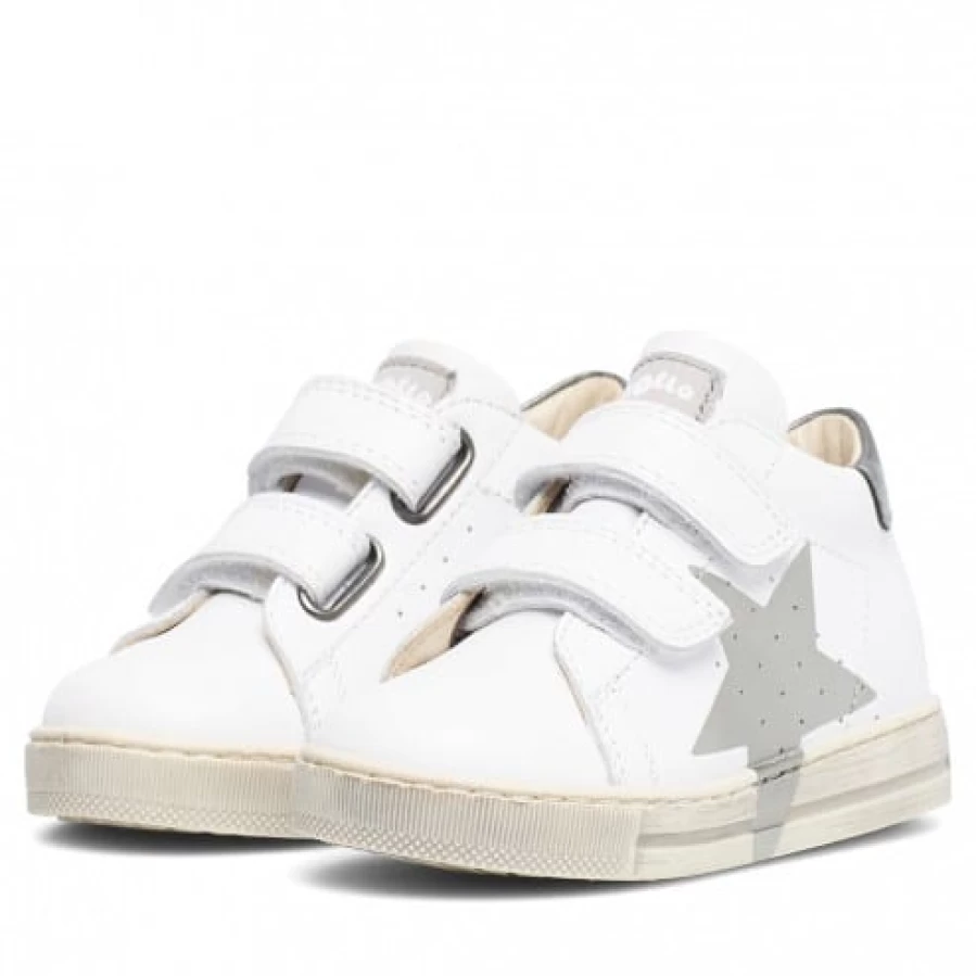 FALCOTTO Venus VL White Silver Calfskin Sneakers with Colorful Maxi-Star Design