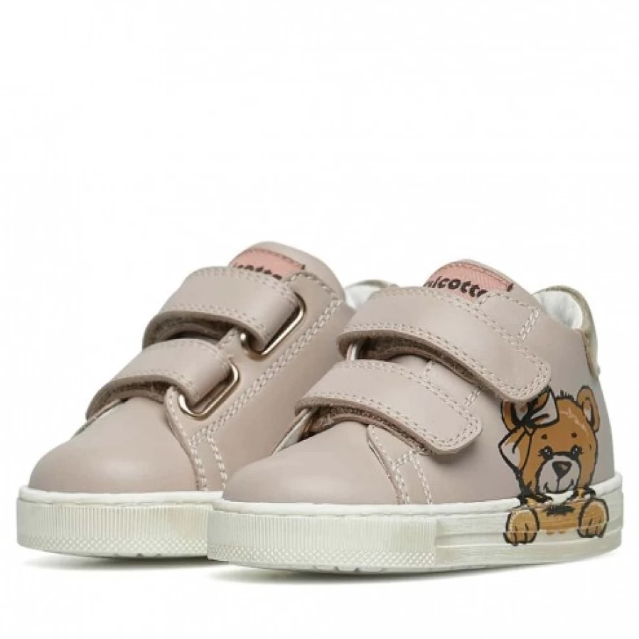 FALCOTTO Wislei VL Leather Sneakers for Women - Powder Pink & Platinum Comfortable Casual Shoes