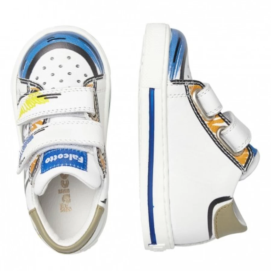 FALCOTTO Blue and White Leather Sneakers for Men - Flurriny VL Casual Shoes