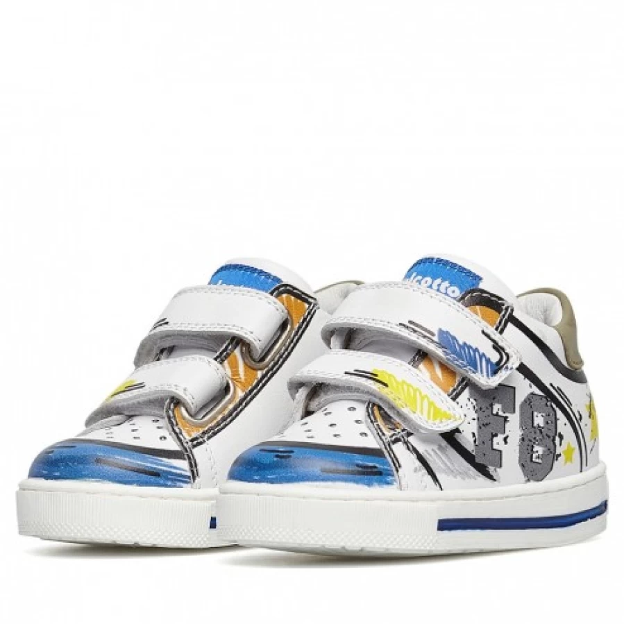 FALCOTTO Blue and White Leather Sneakers for Men - Flurriny VL Casual Shoes