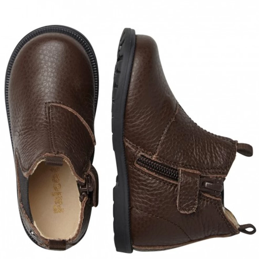 FALCOTTO Brown Leather Winter Boots for Men & Women - Stylish Beatle Boots for Cold Weather