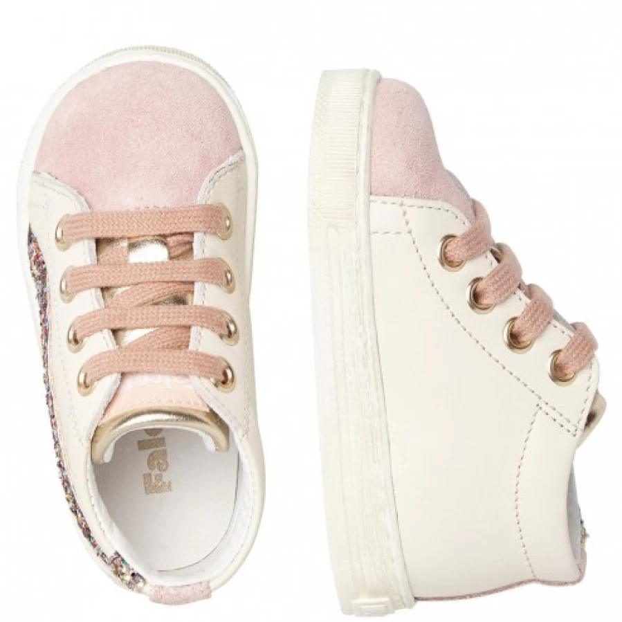 FALCOTTO Pomko Leather Suede Sneakers for Men & Women - Platinum Milk Color Comfortable Casual Shoes