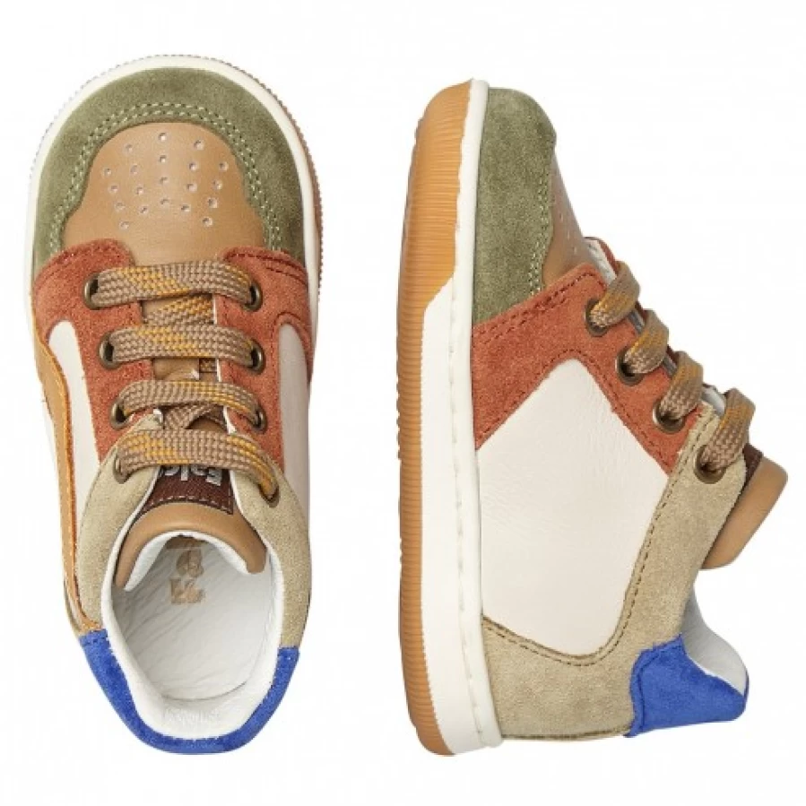 FALCOTTO Abeia Leather Suede Sneakers for Men Women - Beige Army Green Casual Shoes Comfortable Lightweight Walking Footwear