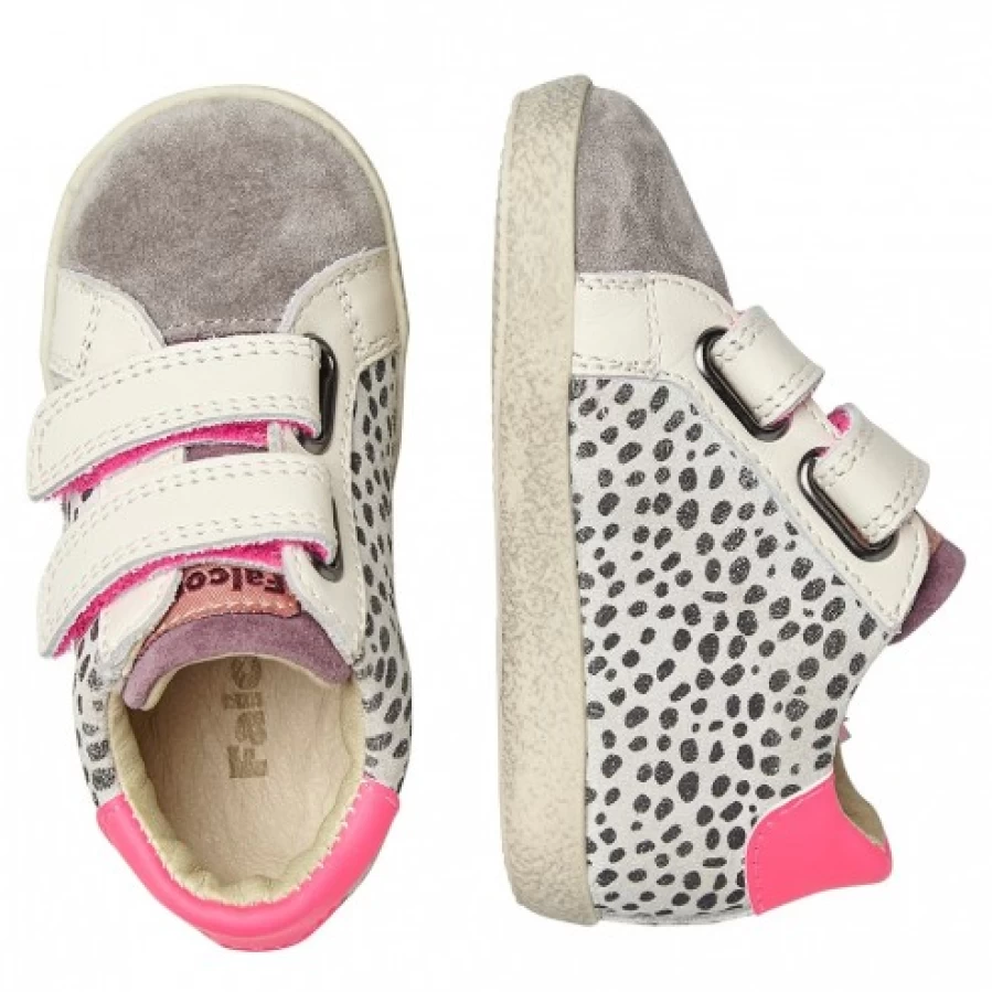 FALCOTTO Grey-Fuchsia Leather and Suede High-Top Sneakers for Men and Women - Alnoite Style Comfortable Casual Shoes