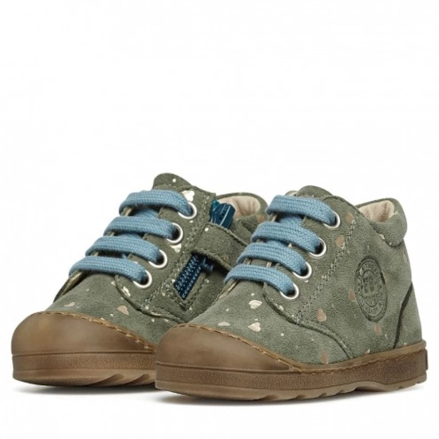 FALCOTTO Labloom Suede Zip Sneakers for Kids - Light Blue Green Comfortable Casual Shoes