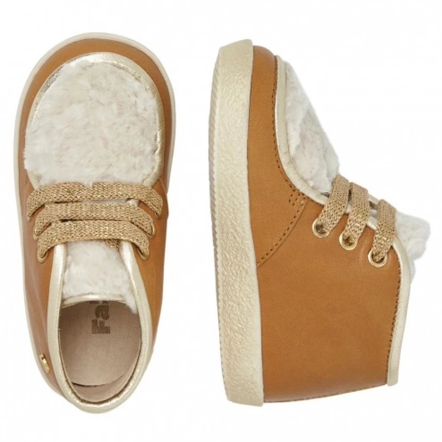 FALCOTTO Elchi Leather and Wool Sneakers for Men/Women - Cognac Brown Comfortable Casual Shoes