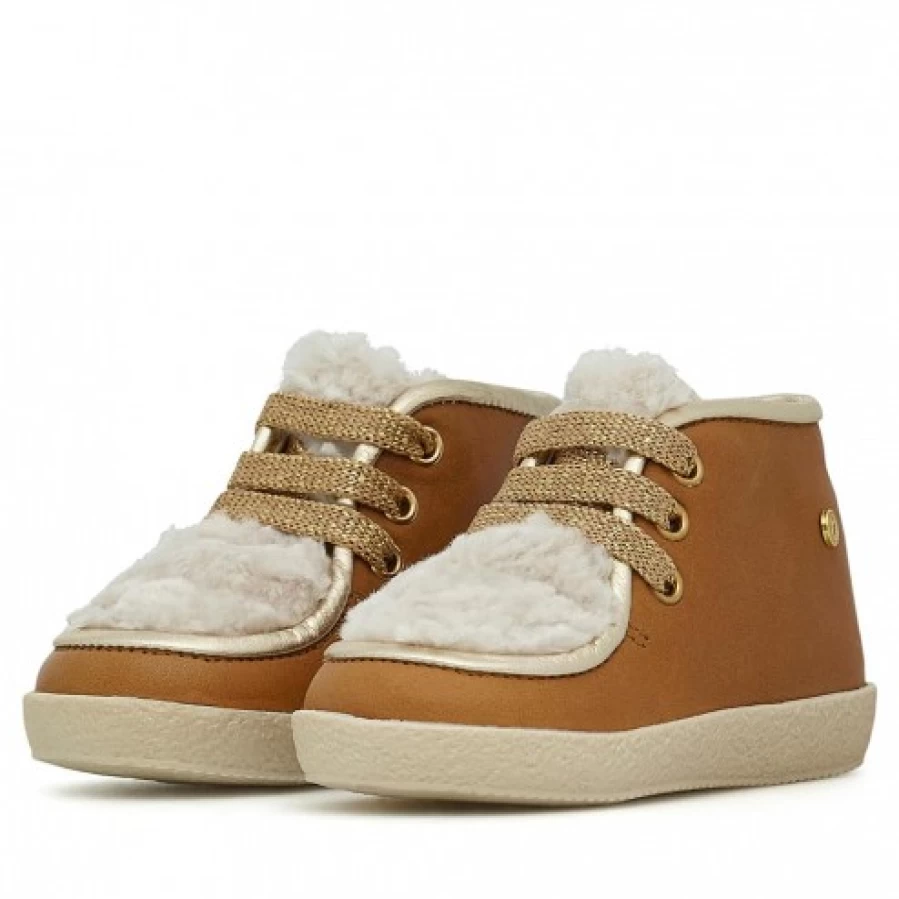 FALCOTTO Elchi Leather and Wool Sneakers for Men/Women - Cognac Brown Comfortable Casual Shoes