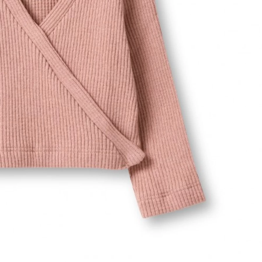 FALCOTTO Women's Pink Corduroy Crossover Top - Ida Stylish Comfortable Blouse