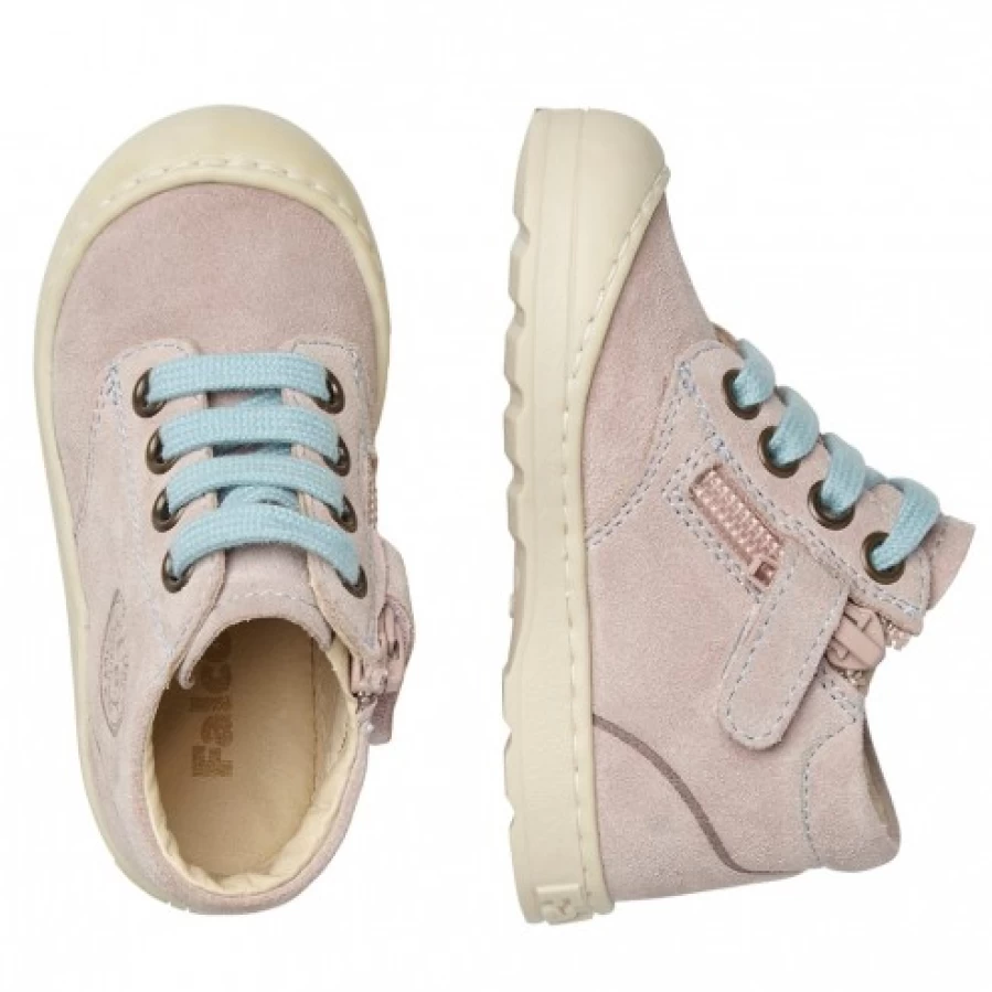 FALCOTTO Labloom Suede Zip Sneakers for Women - Powder Pink & Light Blue Comfortable Casual Shoes