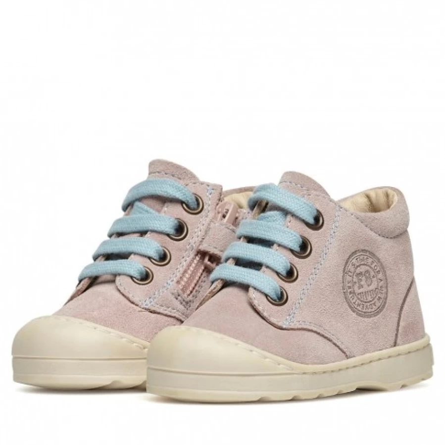FALCOTTO Labloom Suede Zip Sneakers for Women - Powder Pink & Light Blue Comfortable Casual Shoes