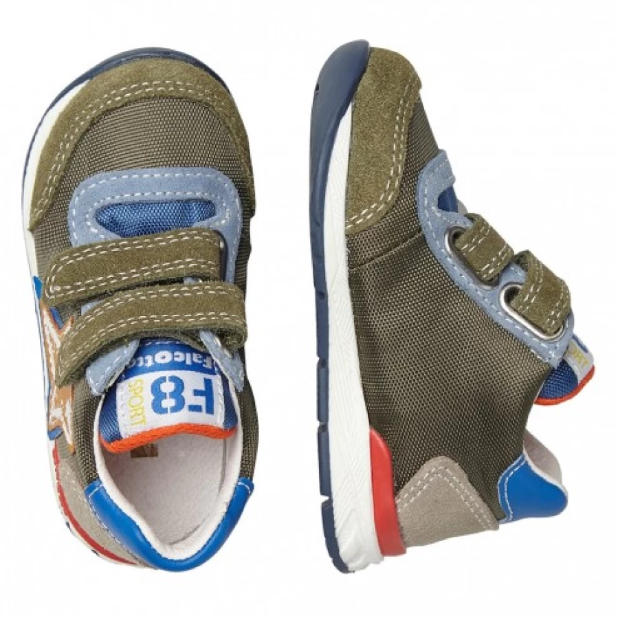 FALCOTTO New Ferdi VL Military Sneakers - Sporty Leather & Technical Fabric Shoes for Men