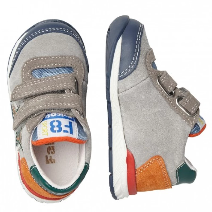 FALCOTTO Ferdi Vl. Sport Sneakers for Men - Light Grey Leather & Fabric Casual Shoes