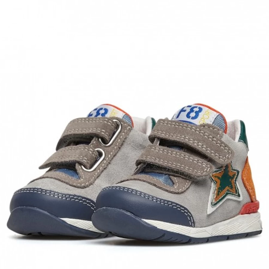 FALCOTTO Ferdi Vl. Sport Sneakers for Men - Light Grey Leather & Fabric Casual Shoes