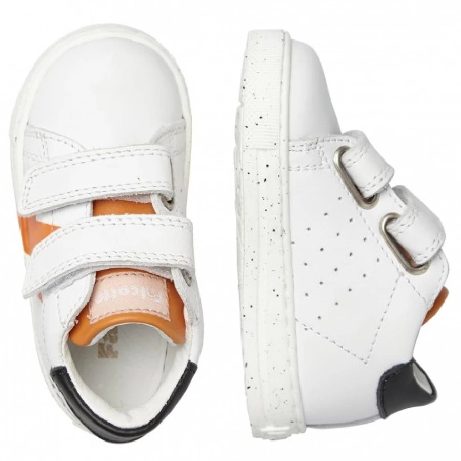 FALCOTTO Salazar VL White Orange Leather Sneakers for Men | Comfortable Casual Shoes