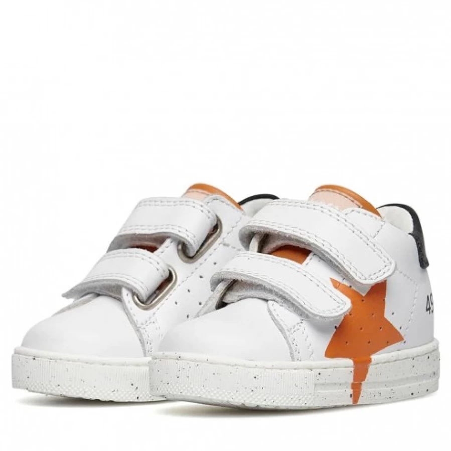 FALCOTTO Salazar VL White Orange Leather Sneakers for Men | Comfortable Casual Shoes