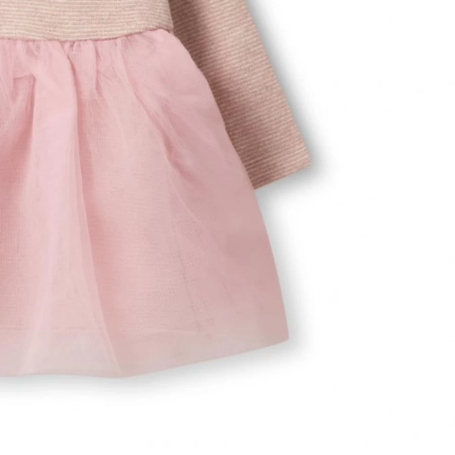 FALCOTTO Girls' Pink Cotton and Tulle Dress - Elegant Party Wear for Kids
