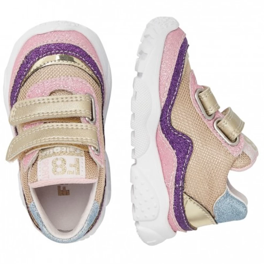 FALCOTTO Amantea VL Pink Platinum Leather Sneakers with Technical Fabric for Comfort and Style