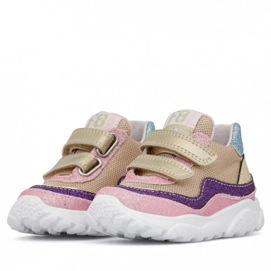 FALCOTTO Amantea VL Pink Platinum Leather Sneakers with Technical Fabric for Comfort and Style