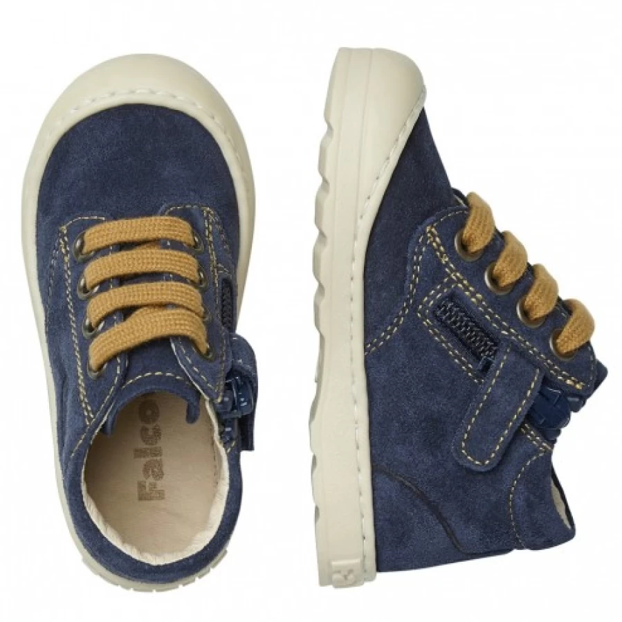 FALCOTTO Labloom Navy & Pumpkin Suede Zip Sneakers for Kids