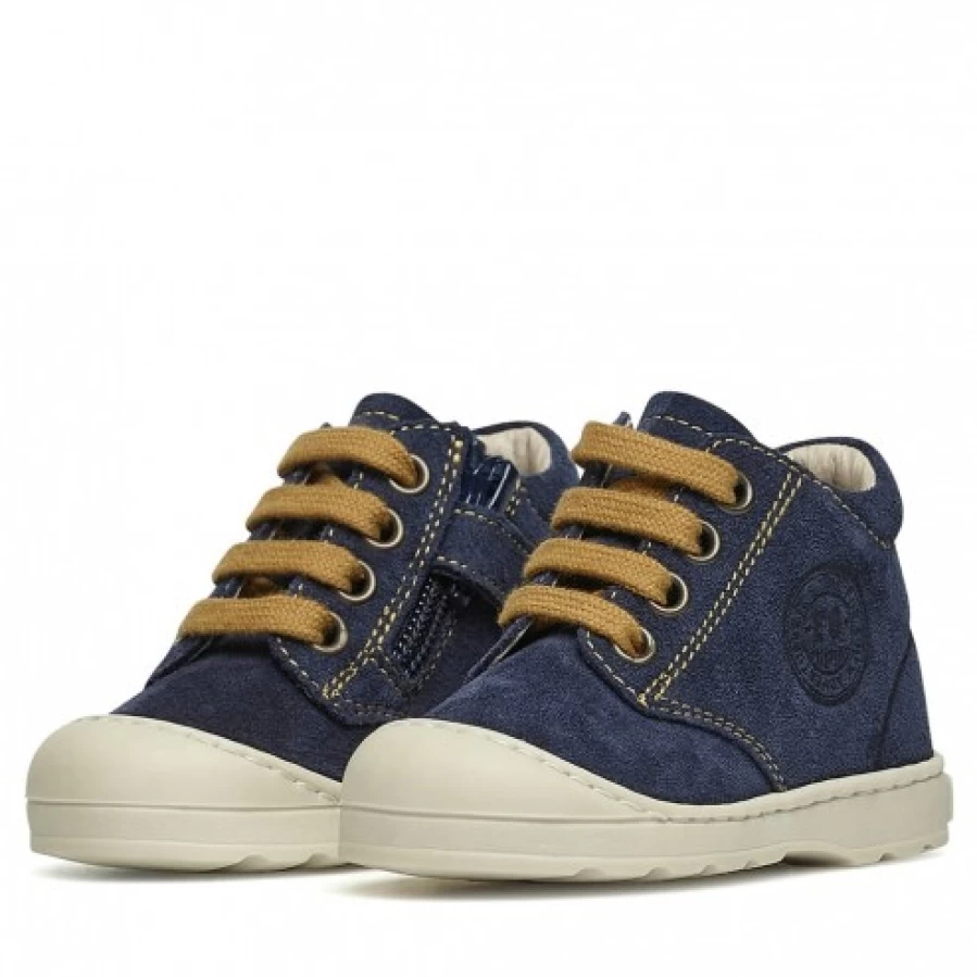 FALCOTTO Labloom Navy & Pumpkin Suede Zip Sneakers for Kids