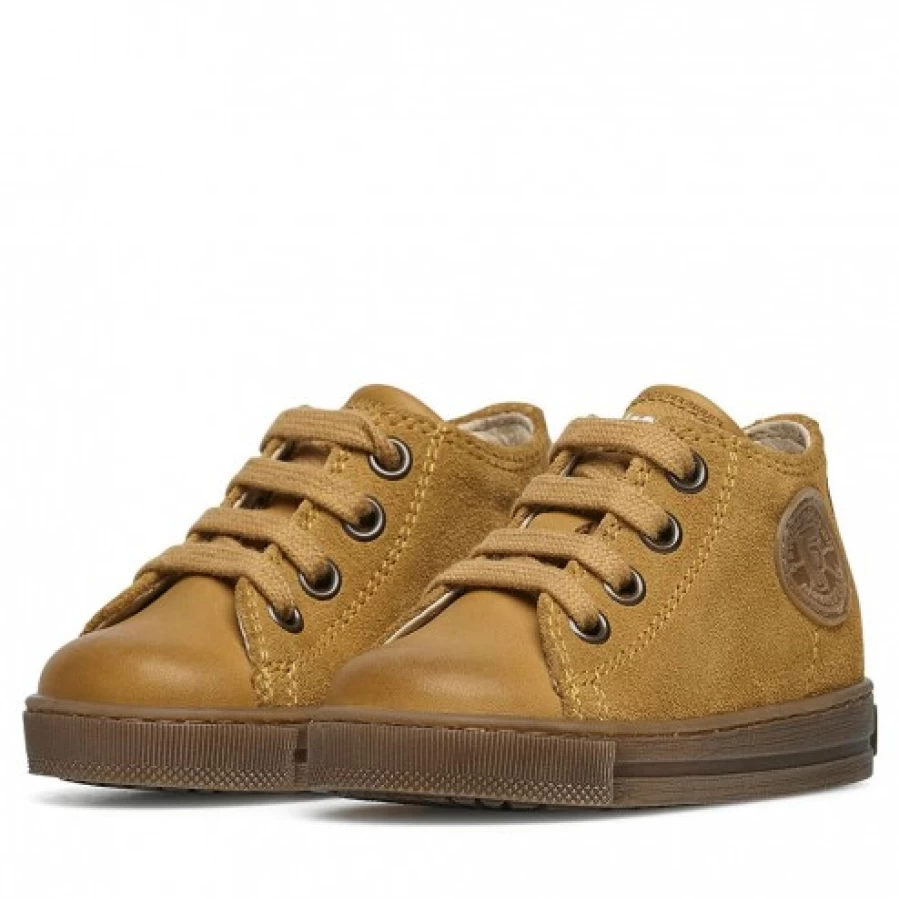 FALCOTTO Magic Leather Suede Sneakers for Kids - Pumpkin Color Comfortable Casual Shoes