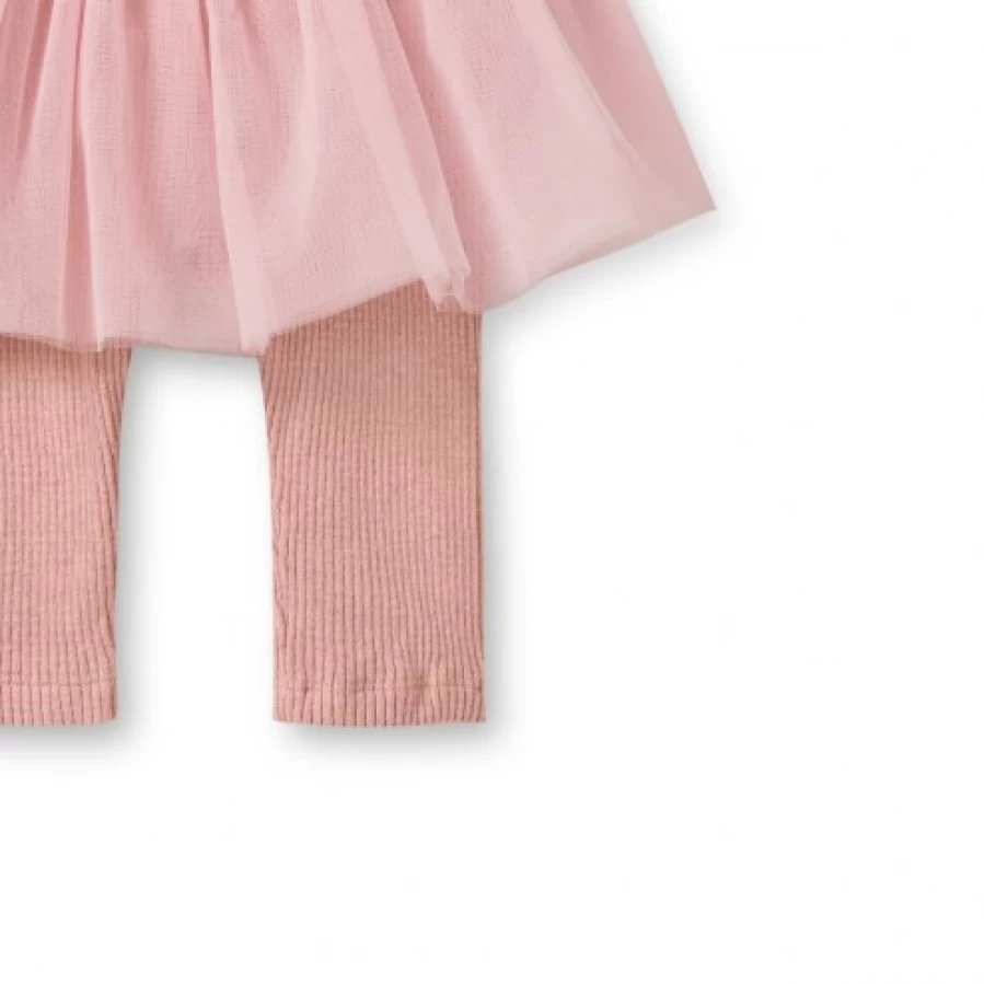 FALCOTTO Pink Tulle Skirt Leggings for Girls - Elegant Ballet-Inspired Design
